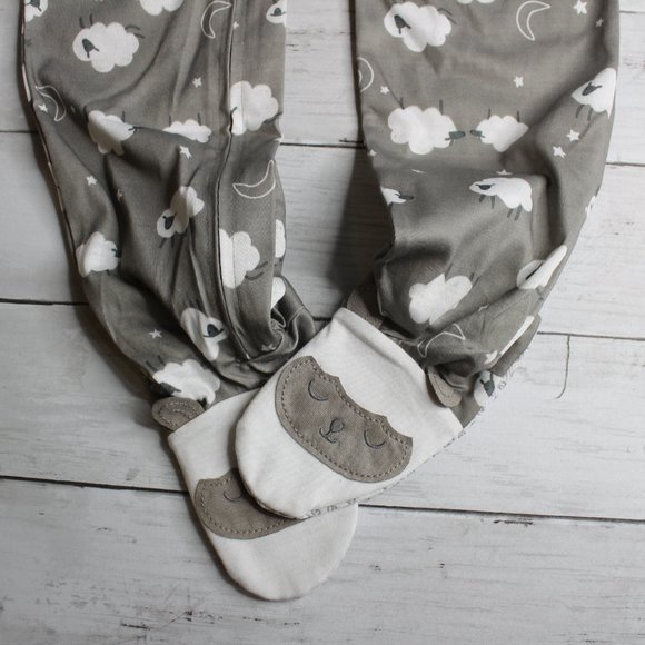 Carter's Toddler Girl's Size 4T Footie Pajama Sleeper Gray White Sheep - Picture 4 of 5